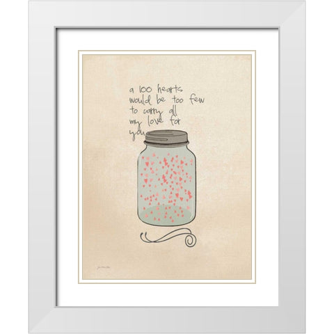 100 Hearts White Modern Wood Framed Art Print with Double Matting by Moulton, Jo