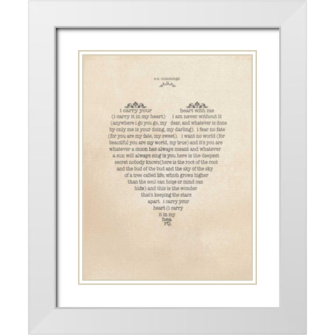 I Carry Your Heart White Modern Wood Framed Art Print with Double Matting by Moulton, Jo