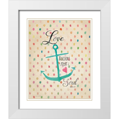 Love Anchors White Modern Wood Framed Art Print with Double Matting by Moulton, Jo