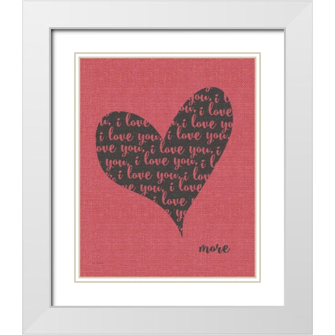 I Love You Heart White Modern Wood Framed Art Print with Double Matting by Moulton, Jo