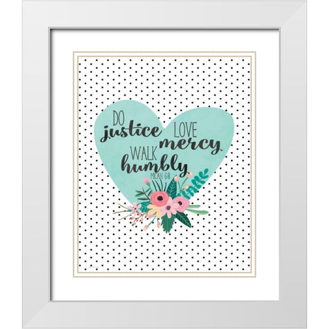 Love Mercy White Modern Wood Framed Art Print with Double Matting by Moulton, Jo