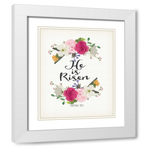 He Is Risen White Modern Wood Framed Art Print with Double Matting by Moulton, Jo