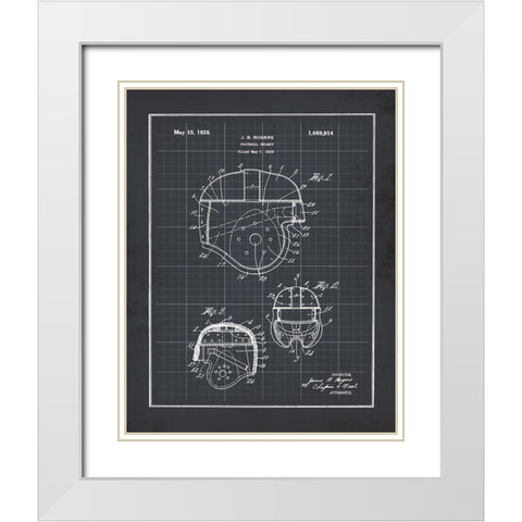Football Helmet - Black White Modern Wood Framed Art Print with Double Matting by Moulton, Jo