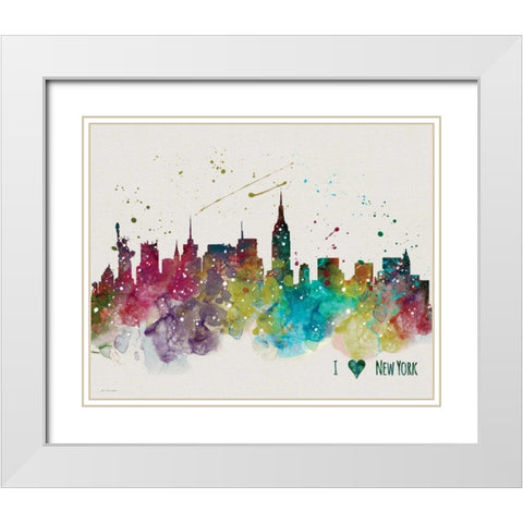 New York White Modern Wood Framed Art Print with Double Matting by Moulton, Jo