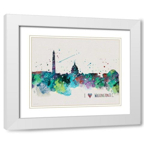 Washington DC White Modern Wood Framed Art Print with Double Matting by Moulton, Jo
