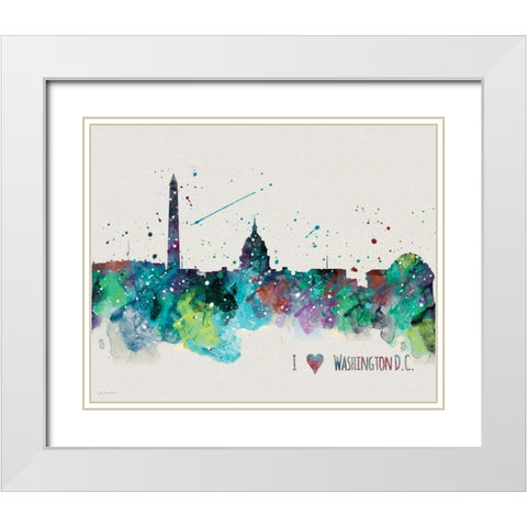 Washington DC White Modern Wood Framed Art Print with Double Matting by Moulton, Jo