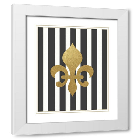 Fleur de Lis III White Modern Wood Framed Art Print with Double Matting by Moulton, Jo