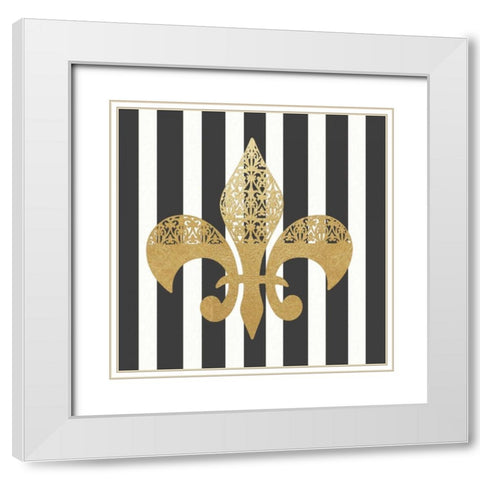Fleur de Lis V White Modern Wood Framed Art Print with Double Matting by Moulton, Jo