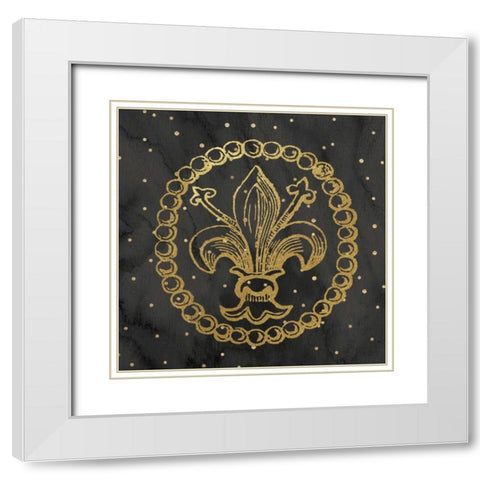 Fleur de Lis Watercolor Polka Dots II White Modern Wood Framed Art Print with Double Matting by Moulton, Jo