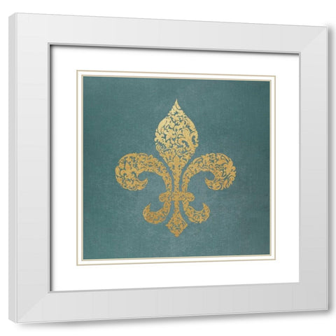 Rustic Fleur de Lis White Modern Wood Framed Art Print with Double Matting by Moulton, Jo