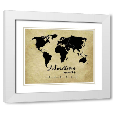 Adventure Awaits Parchment White Modern Wood Framed Art Print with Double Matting by Moulton, Jo