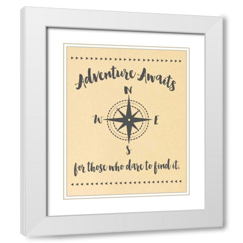 Adventure Awaits White Modern Wood Framed Art Print with Double Matting by Moulton, Jo