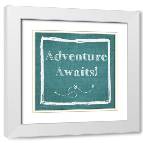 Adventure Awaits White Modern Wood Framed Art Print with Double Matting by Moulton, Jo