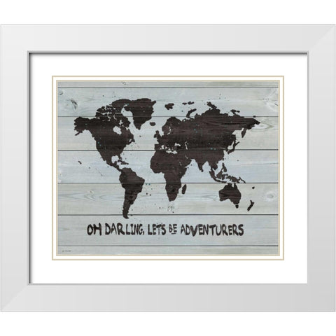 Darling Adventurers White Modern Wood Framed Art Print with Double Matting by Moulton, Jo