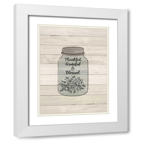 Thankful White Modern Wood Framed Art Print with Double Matting by Moulton, Jo