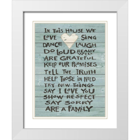 House Heart Rules White Modern Wood Framed Art Print with Double Matting by Moulton, Jo