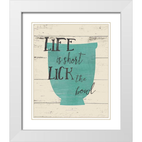 Lick the Bowl White Modern Wood Framed Art Print with Double Matting by Moulton, Jo