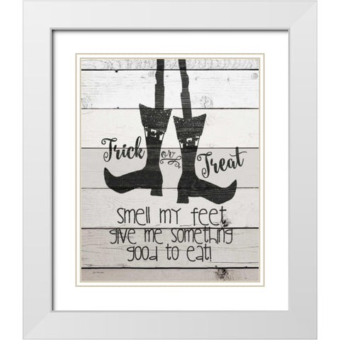 Smell My Feet White Modern Wood Framed Art Print with Double Matting by Moulton, Jo
