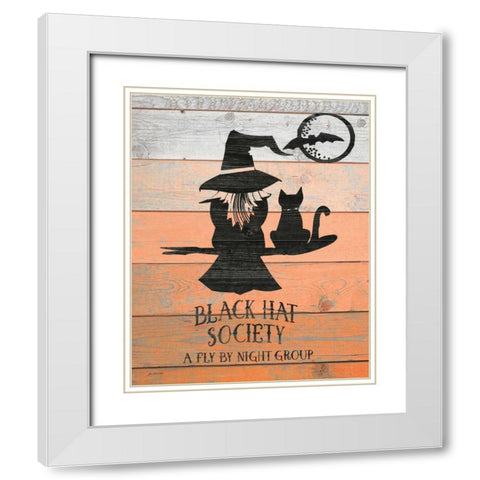 Black Hat Society White Modern Wood Framed Art Print with Double Matting by Moulton, Jo