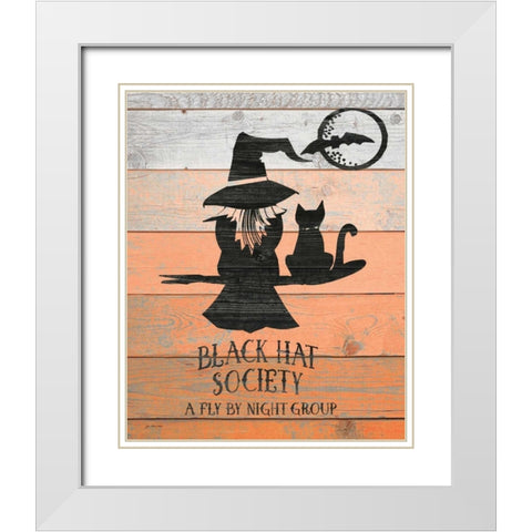 Black Hat Society White Modern Wood Framed Art Print with Double Matting by Moulton, Jo