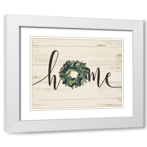 Home Wreath White Modern Wood Framed Art Print with Double Matting by Moulton, Jo