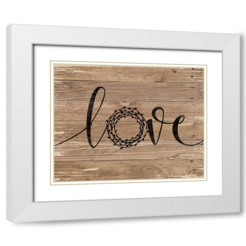 Love Wreath White Modern Wood Framed Art Print with Double Matting by Moulton, Jo