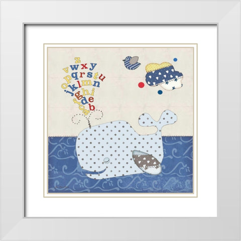 Alphabet Whale White Modern Wood Framed Art Print with Double Matting by Moulton, Jo