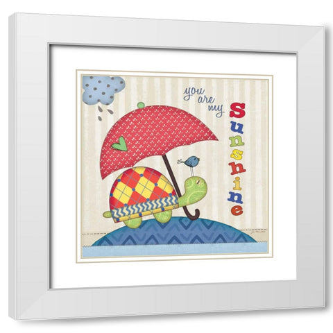 Sunshine Turtle White Modern Wood Framed Art Print with Double Matting by Moulton, Jo