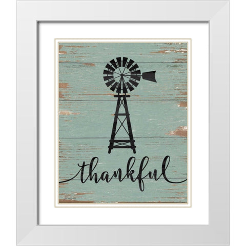 Thankful Windmill White Modern Wood Framed Art Print with Double Matting by Moulton, Jo