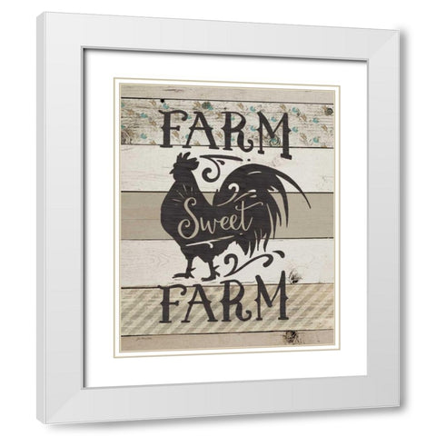 Farm Sweet Farm White Modern Wood Framed Art Print with Double Matting by Moulton, Jo