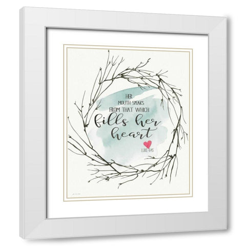 Fills Her Heart White Modern Wood Framed Art Print with Double Matting by Moulton, Jo