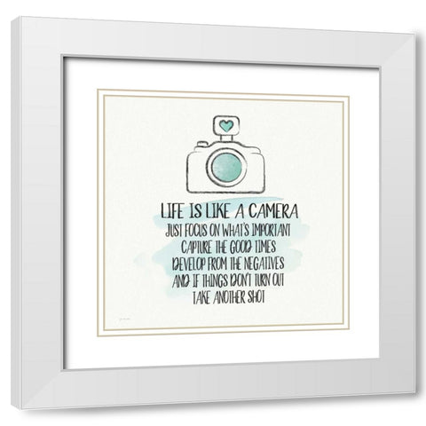 Life is Like a Camera White Modern Wood Framed Art Print with Double Matting by Moulton, Jo