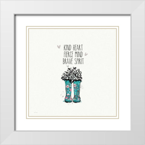 Kind heart White Modern Wood Framed Art Print with Double Matting by Moulton, Jo