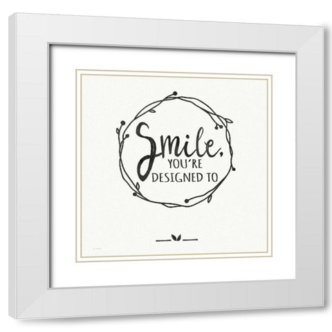 Smile White Modern Wood Framed Art Print with Double Matting by Moulton, Jo