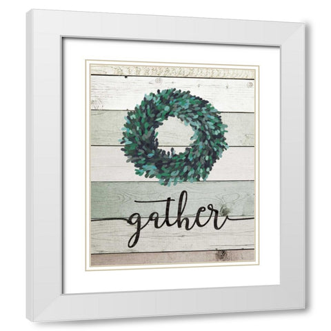 Gather Wreath II White Modern Wood Framed Art Print with Double Matting by Moulton, Jo