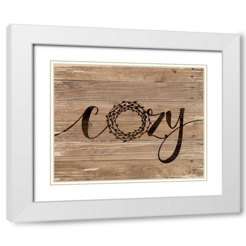 Cozy Rustic Wreath White Modern Wood Framed Art Print with Double Matting by Moulton, Jo