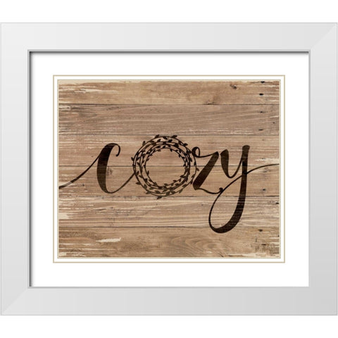 Cozy Rustic Wreath White Modern Wood Framed Art Print with Double Matting by Moulton, Jo