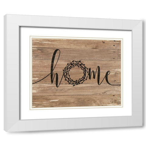 Home Rustic Wreath White Modern Wood Framed Art Print with Double Matting by Moulton, Jo
