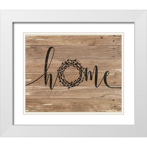 Home Rustic Wreath White Modern Wood Framed Art Print with Double Matting by Moulton, Jo