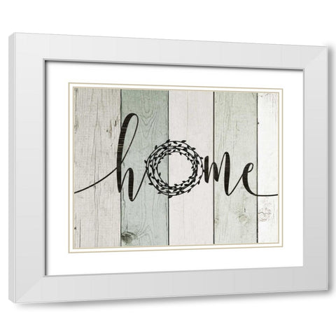 Home Rustic Wreath II White Modern Wood Framed Art Print with Double Matting by Moulton, Jo