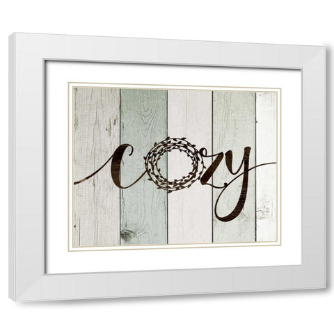 Cozy Rustic Wreath II White Modern Wood Framed Art Print with Double Matting by Moulton, Jo