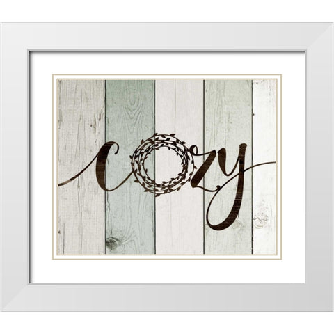 Cozy Rustic Wreath II White Modern Wood Framed Art Print with Double Matting by Moulton, Jo