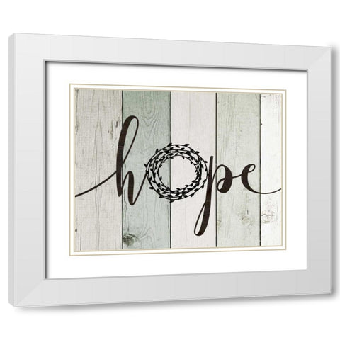 Hope Rustic Wreath II White Modern Wood Framed Art Print with Double Matting by Moulton, Jo