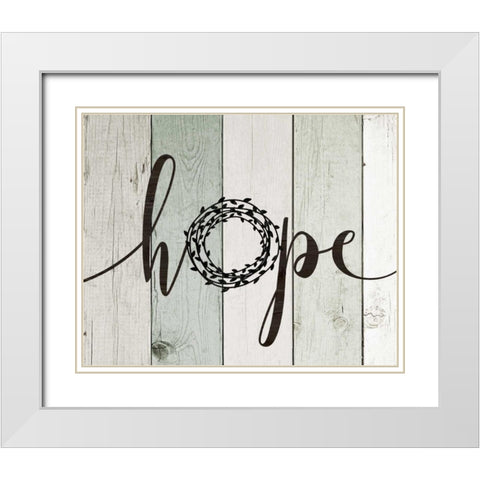 Hope Rustic Wreath II White Modern Wood Framed Art Print with Double Matting by Moulton, Jo