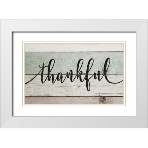 Thankful White Modern Wood Framed Art Print with Double Matting by Moulton, Jo