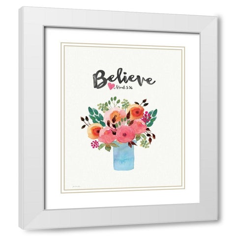 Believe White Modern Wood Framed Art Print with Double Matting by Moulton, Jo