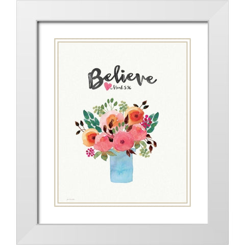 Believe White Modern Wood Framed Art Print with Double Matting by Moulton, Jo