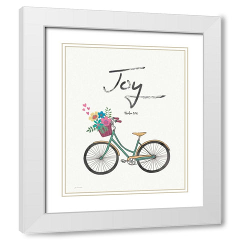 Joy White Modern Wood Framed Art Print with Double Matting by Moulton, Jo