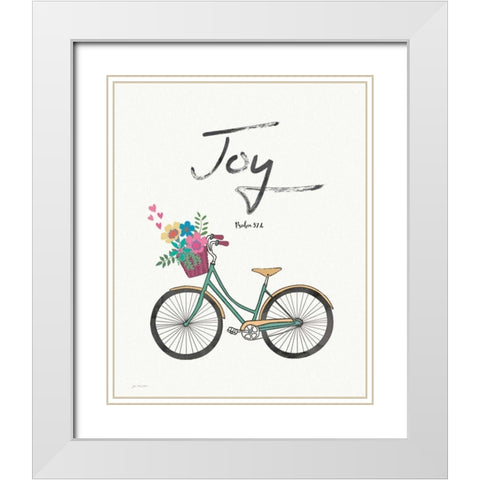 Joy White Modern Wood Framed Art Print with Double Matting by Moulton, Jo