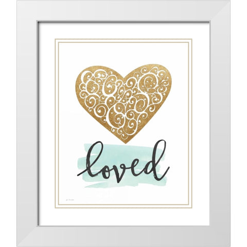 Love Heart White Modern Wood Framed Art Print with Double Matting by Moulton, Jo